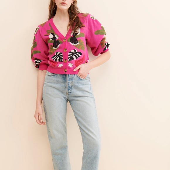 FARM Rio Pink Multicolor Leopard Forest Cardigan - Picture 3 of 9